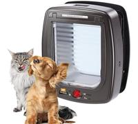 Ferplast Gatera con Microchip, Puerta para Gatos y Perros, Collar Incluido, Entrada y Salida controlables 4 vías, Protección contra Corrientes de Aire, Swing Microchip Tamaño Mediano, Marrón