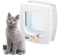 Ferplast Gatera Magnética, Puerta para Gatos, Collar Gato con Imán Incluido, Entrada y Salida controlables 4 vías, Protección contra Corrientes de Aire, Swing 7, Blanco