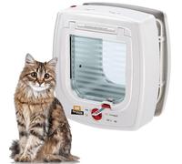 Ferplast Gatera Microchip, Puerta para Gatos, Collar Gato Incluido, Entrada y Salida controlables 4 vías, Protección contra Corrientes de Aire, Swing Microchip, Blanco