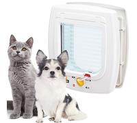 Ferplast Gatera, Puerta Gatos y Perros Pequeños, Entrada y Salida controlables 4 vías, Protección contra Corrientes de Aire, Túnel Parcial, Swing 5 Puerta Gatera, Blanco