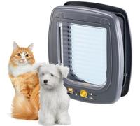 Ferplast Gatera, Puerta para Gatos Grandes y Perros Pequeños, Entrada y Salida controlables 4 vías, Protección contra Corrientes de Aire, Swing 9 Puerta para Mascotas Gatera, Gris