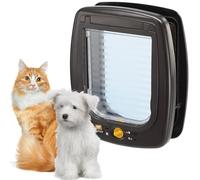 Ferplast Gatera, Puerta para Gatos Grandes y Perros Pequeños, Entrada y Salida controlables 4 vías, Protección contra Corrientes de Aire, Swing 9 Puerta Mascotas, Marrón