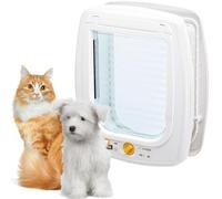 Ferplast Gatera, Puerta para Gatos Grandes y Perros Pequeños, Entrada y Salida controlables 4 vías, Protección contra Corrientes de Aire, Swing 9 Puerta Mascotas, Blanco