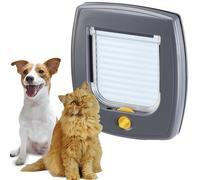 Ferplast Gatera, Puerta para Gatos y Perros Pequeños, para Cristal y Paredes, Entrada y Salida controlables 4 vías, Instalación Universal, Túnel Parcial, Swing 3, Puerta Gatera, Gris