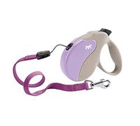 Ferplast Guinzaglio per Cani Allungabile AMIGO MEDIUM, Guinzaglio per Cani Taglia Media fino a 25 Kg. Cordino max 5 m. Unico Pulsante per Blocco e Rilascio, Beige, Cover Viola