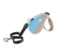 Ferplast Guinzaglio per Cani Allungabile AMIGO MEDIUM, Guinzaglio per Cani Taglia Media fino a 25 Kg. Cordino max 5 m. Unico Pulsante per Blocco e Rilascio, Beige, Cover Azzurra