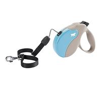 Ferplast Guinzaglio per Cani Allungabile AMIGO SMALL, Guinzaglio per Cani Taglia Piccola fino a 15 Kg. Cordino max 5 m. Unico Pulsante per Blocco e Rilascio, Beige, Cover Azzurra