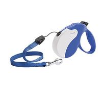 Ferplast Guinzaglio per Cani Allungabile AMIGO SMALL, Guinzaglio per Cani Taglia Piccola fino a 15 Kg. Cordino max 5 m. Unico Pulsante per Blocco e Rilascio, Blu, Cover Bianca