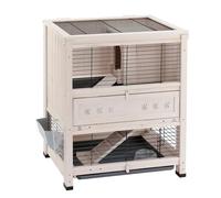 Ferplast Conejera de Interior Cottage Mini, Conejillos de Indias, Jaula para Conejos, Madera Resistente, Estructura de Dos Pisos, Accesorios incluidos, 78,5 x 59,5 x h 94 cm