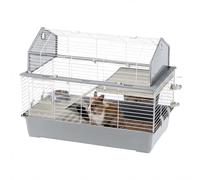 Ferplast Jaula Conejos Barn 100 - Hábitat Interactivo en 2 Niveles, Techo Abrible - Puerta y Escalera - Accesorios Incluidos, Fácil Limpieza - Eco-Sostenible - 96 x 57 x h 73 cm