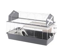Ferplast Jaula Conejos Barn 120 - Hábitat Interactivo en 2 Niveles, Techo Abrible - Puerta y Escalera - Accesorios Incluidos, Fácil Limpieza - Eco-Sostenible - 119 x 58 x h 77 cm