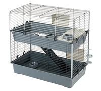 Ferplast Jaula Conejos RABBIT 100 DOUBLE - Gran Espacio en Dos Niveles, Escalera - Fácil Limpieza, Accesorios Incluidos - 95 x 57 x h 93,5 cm