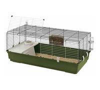 Ferplast Jaula Conejos Rabbit 120 - Gran Espacio con Casita, Lado Frontal Abatible, Clips de Seguridad - Fácil Limpieza, Accesorios Incluidos - 118 x 58,5 x h 49,5 cm