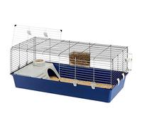 Ferplast Jaula Conejos Rabbit 120 - Gran Espacio con Casita, Lado Frontal Abatible, Clips de Seguridad - Fácil Limpieza, Accesorios Incluidos - 118 x 58,5 x h 49,5 cm