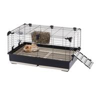 Ferplast Jaula Conejo Tommy 80, Conejos, Cobayas, Mascotas, Jaulas para Conejos, Conejera con Rejilla y Bebedero para Conejos, 82 x 51 x h 44 cm, Techo Abrible, en Metal Pintado y Plástico