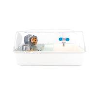 Ferplast Jaula de plástico para hámsteres y ratoncillos MINI DUNA HAMSTER de dos pisos, Rejilla de ventilación y accesorios, Techo transparente, alambre pintado Blanco y plástico, 55 x 39 x h 27 cm