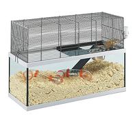 Ferplast Jaula de Vidrio para Jerbos Gabry 80, Estructura de Dos Pisos, Accesorios Incluidos, 79 x 30,5 x 51,4 cm, Negro