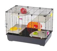 Ferplast Jaula Hámster Village 80, Jaula para Hámster de 5 Niveles con Casita y Bebedero, Túnel de Juegos para Hámster, Rueda Hamster, 82 x 51 x h 62 cm, en Metal Pintado y Plástico