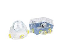 Ferplast Jaula para hámsteres COMBI 2, Casita para pequeños roedores, Plástico robusto, Techo con rejilla abrible, Tubos gimnasio y accesorios incluidos, 79,5 x 29,5 x h 26,3 cm Azul