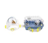 Ferplast Jaula para hámsteres COMBI 2, Casita para pequeños roedores, Plástico robusto, Techo con rejilla abrible, Tubos gimnasio y accesorios incluidos, 79,5 x 29,5 x h 26,3 cm Azul