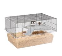 Ferplast Jaula para Hámsters, Ratones y Gerbillos Glassy 80, Hábitat Accesorio de Dos Niveles para Pequeños Animales, Base Alta y Espaciosa, Gancho de Seguridad en Las Puertas, 78,5 x 57,5 x 44,5 cm