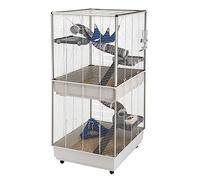 Ferplast Jaula para Hurones FURET Tower, Estructura Vertical en Varios Pisos, Ruedas y Accesorios incluidos, Alambre Pintado Gris y plástico, 75 x 80 x h 161 cm