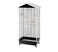Ferplast Jaula para Pájaros, Aviario Nota Exterior Interior Pájaros, Canarios, Periquitos, Cotorras, Agapornis, de Metal, Todos los Accesorios Comedero Perchas Ruedas,76,5 x 57 x h 161,5 cm.