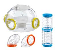 Ferplast Hamster Tube Set, Hamster Cage Accessory, Total 4 Pieces, Includes Housing Module for Hamsters Home, Transparent Hamster Tunnels Ventilation Holes, Curves and Fittings, Kit Lab Hamster Toys