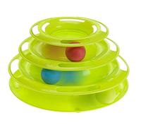 Ferplast Juguete Interactivo para Gatos Twister de Plástico con Patas Antideslizantes, 4 Capas, 3 Pelotas Incluidas