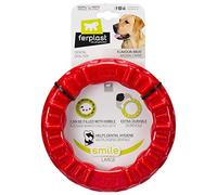 Ferplast Juguete Perro, Anillo Dispensador Comida Perros, Croquetas, en Material Duradero para Masticar, Sabor a Carne, para Higiene Dental, Smile Anillo Fitness, Juguetes para Perros Grandes, Rojo