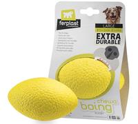 Ferplast Juguete Perro, en Material Duradero, No Tóxico, Resistente a Mordeduras, para Higiene Dental del Perro, Rebota y Flota, CHEWA Boing Rugby Pelota, Juguetes para Perros Grandes, Amarillo