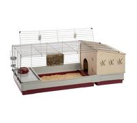 Ferplast Krolik 140 Plus Jaula para Conejos | Jaula grande para conejos y cobayas con nido de madera separado y accesorios, 142 x 60 x 50 cm