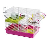 Ferplast Laura - Jaula para hámster - Hábitat Interactivo multinivel con Sistema de túnel, Accesorios incluidos, Base Transparente, 46 x 29,5 x 37,5 cm, Color Blanco