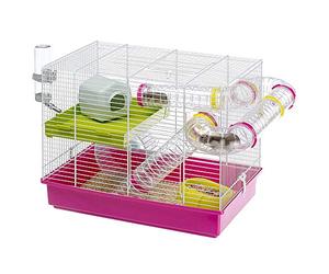 Ferplast Laura - Jaula para hámster - Hábitat Interactivo multinivel con Sistema de túnel, Accesorios incluidos, Base Transparente, 46 x 29,5 x 37,5 cm, Color Blanco