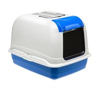Ferplast Maxi Bella - Bandeja de Arena con Capucha para Gatos Grandes, Caja de Inodoro para Gatos Grandes con Puerta y 2 filtros de carbón Activado contra Malos olores, 50 x 65,5 x 47 cm, Azul Claro