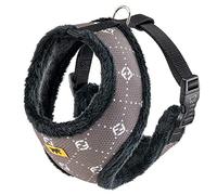 Ferplast Nikita Fur L Arnés para Perros, Transpirable, Piel Ecológica Suave, Circunferencia Ajustable, Taupe