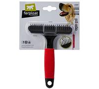 Ferplast Rastrillo para Perros Gro 5872, Púas Redondeadas giratorias, óptimas para el submanto de Animales de Pelo Medio y Largo, 15,5 x 11 x h 3,3 cm, Negro (85872799)
