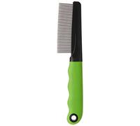 Ferplast Peine para perros y gatos de pelo medio y largo, dientes redondeados cromados, mango antideslizante