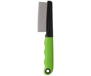 Ferplast Peine para perros y gatos de pelo medio y largo, dientes redondeados cromados, mango antideslizante