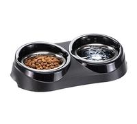 Ferplast Porta Comederos para Perro Duo Feed con 2 Comederos para Perro de Acero Inoxidable - Sistema de Alimentación Doble Antideslizante y Ecológico para Perro, 1 Litro