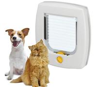 Ferplast Puerta para Gatos y Perros Pequeños SWING 3 Gatera, Puerta basculante Gato, Instalación universal, Entrada y salida controlables 4 vías, Túnel parcial, Blanco