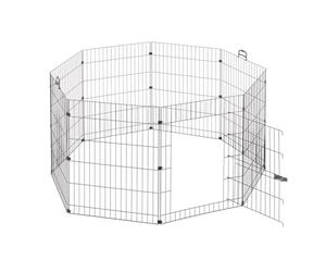 Ferplast Recinto para Conejos FREERUN Medium, Conejo, Cobaya, Jaula para Conejos, Valla para Mascotas, Corralito Diámetro 140 x 76,5 cm, con Tiradores y Puerta, en Acero Inoxidable