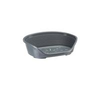 Ferplast Siesta Deluxe, Cama para Perros 82 x 59,5 cm, Gris Oscuro | Cama de plástico ventilada y fácil de limpiar, con borde alto y patas antideslizantes - gris oscuro