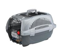 Ferplast Transportín Gato, Transportín Perro Pequeño hasta 8 Kg, Techo Abrible, con Cojín y Comedero, 37,4 x 58 x h 33 cm, Transportín Mascotas Rígido Atlas 20 Open Deluxe, Negro