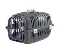 Ferplast Transportín Gato, Transportín Perro Pequeño y Gatos de hasta 5 Kg, Puerta Transparente Antigolpes, Ranuras de Ventilación, 32 x 47 x h 29 cm, Transportín Mascotas Rígido Jet 10, Gris