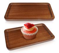 FerraDrend 2 Piezas Pequeña Bandeja Madera Rectangular, 19x10.3x1.6cm Bandeja Decorativa, Bandejas Baño para Pasteles, Tazas de té, Snacks, Cosmética