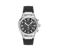 Ferragamo Collection - Reloj de lujo para hombre con correa negra con caja plateada y esfera negra, negro, OS, Ferragamo | F-80