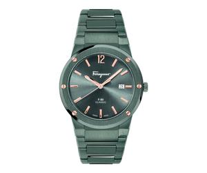 Ferragamo Salvatore F-80 - Reloj de Pulsera clásico, IP plomizo, Reloj de Cuarzo