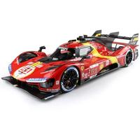 FERRARI 499P 3.0L TURBO V6 TEAM FERRARI AF CORSE N 51 WINNER 24h LE MANS 2023 ALESSANDRO PIER GUIDI - JAMES CALADO - ANTONIO GIOVINAZZI - CON VETRINA - WITH SHOWCASE RED YELLOW BLACK