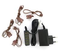 Ferrari & Arrighetti Transformador de Corriente con 5 enchufes de luz Fija (3,5 V) + 4 farolillos para el Belén - Colección Bertoni